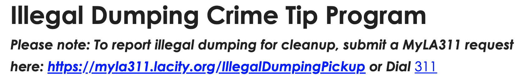 Illegal Dumping Crime Tip Program