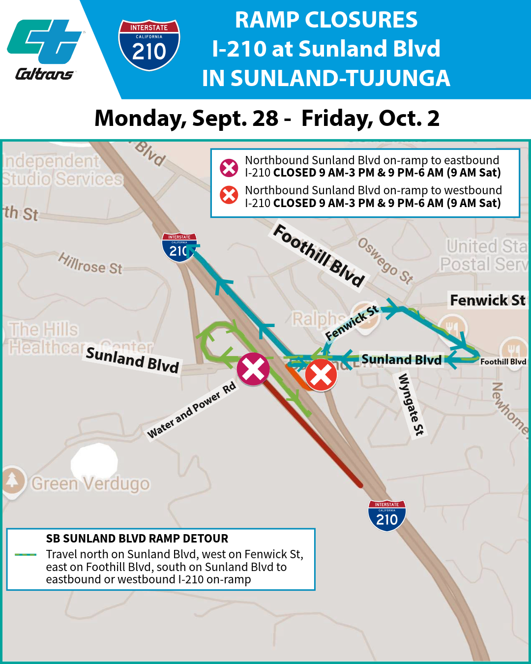 CAL Trans daytime & overnite ramp closures on 210